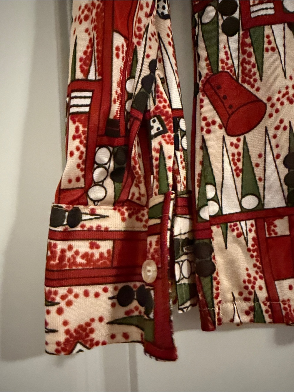Button-Down Novelty Backgammon Print Shirt - Vegas Dice Vintage LS Sears Sz S - Picture 4 of 7